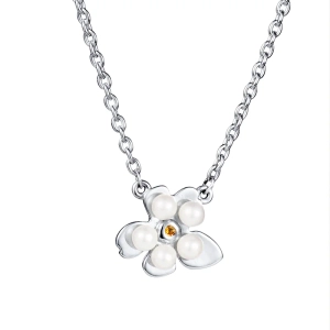 Vergissmeinnicht-Halskette aus Silber mit Süßwasserperlen und Citrin