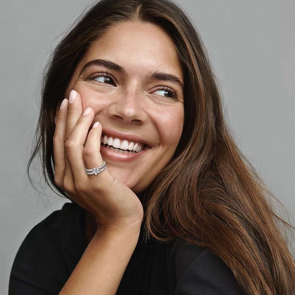 Säteilevä Lumihiutale Tuplasormus - PANDORA - Suuri valikoima & ilmainen lahjapaketointi - Nordicspectra.fi