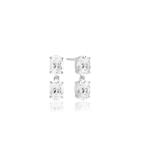 Ellisse Due Piccolo Örhängen i silver med gnistrande Cubic Zirconia-stenar från Sif Jakobs