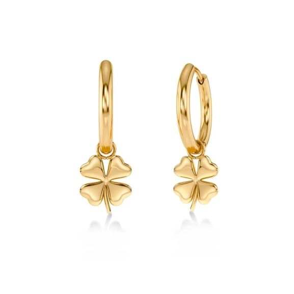 Örhängen i 14K guldplätering med avtagbart fyrklöverhänge