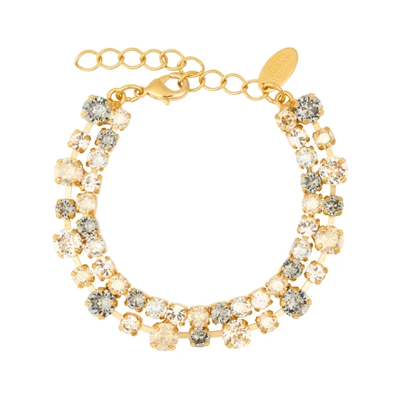 Mini Pomona armband i guldpläterad mässing med svarta Swarovski-kristaller