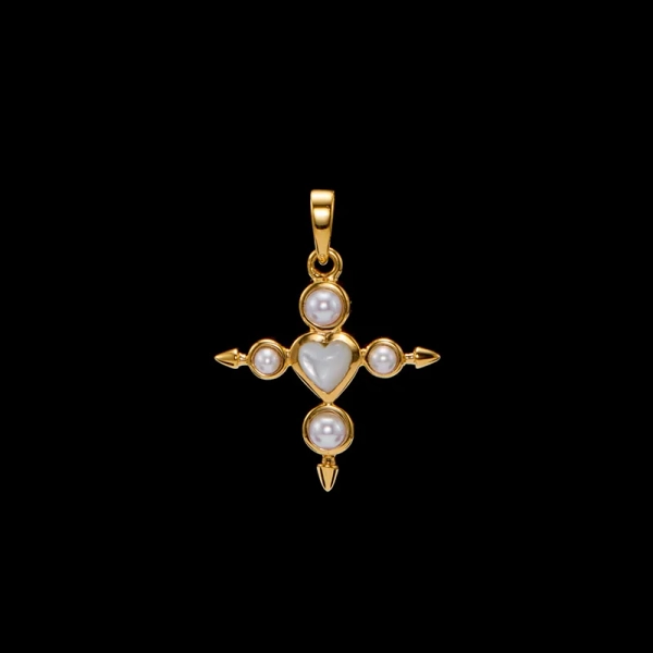 Charmed Empress Gold-Charm aus 18-karätig vergoldetem Silber mit Süßwasserperle und Perlmutt
