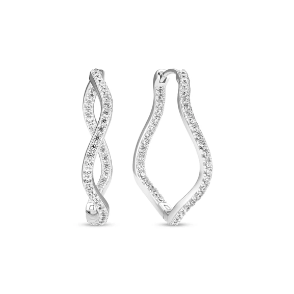 Ellera Waves X-Grande Örhängen i silver med gnistrande Cubic Zirconia-stenar från Sif Jakobs