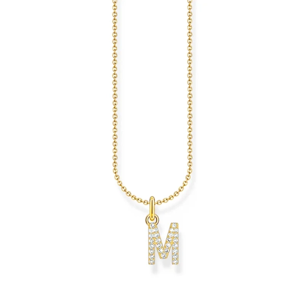 Glittrande Bokstavshalsband M Guld - Thomas Sabo - Snabb leverans & paketinslagning - Nordic Spectra
