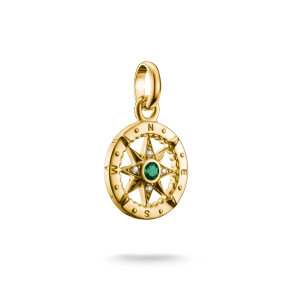 CC Connect Kompass Grüner Stein Anhänger Gold - Thomas Sabo - Nordic Spectra