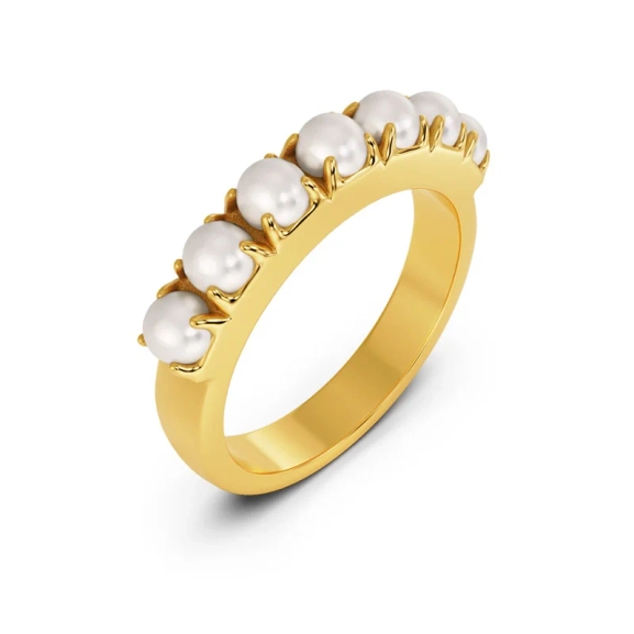 Lilo Ring Gold i 14K guldpläterat stål med en pärlemorpärla