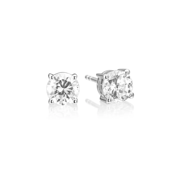Princess Round Grande Örhängen i silver med gnistrande cubic zirconia-stenar från Sif Jakobs