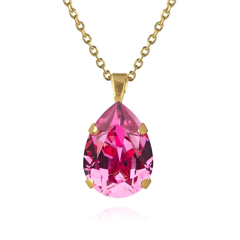 Caroline Svedbom - Mini Drop Necklace Gold Dark Rose