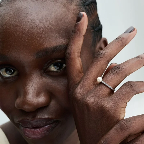Behandelte Süßwasserzuchtperle & Pavé Ring - PANDORA - Nordic Spectra