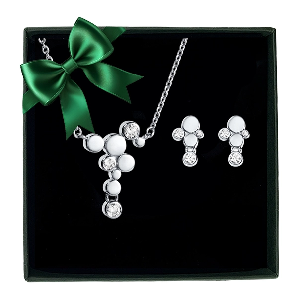 Presentset Champagne: silverhalsband och örhängen med topaser
