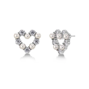 Affinity Pearl Heart Studs Steel - Edblad - Snabb leverans - Gratis paketinslagning