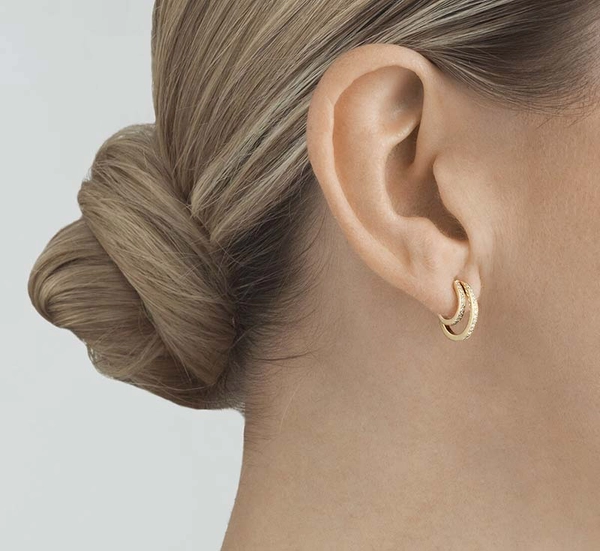 Halo Örhängen Guld med Dubbla Pavéinfattade 0.56 ct Diamanter - Georg Jensen örhängen - Snabb frakt & paketinslagning - Nordicspectra.se