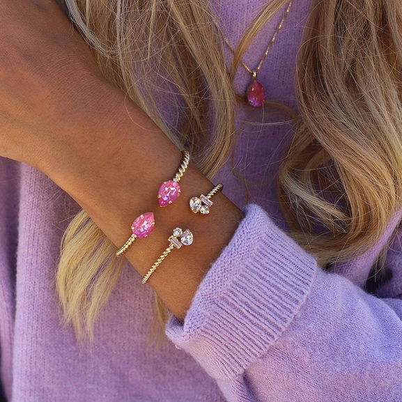 Mini Drop Bracelet Rhodium Lotus Pink Delite - Caroline Svedbom - Snabb frakt & paketinslagning - Nordicspectra.se