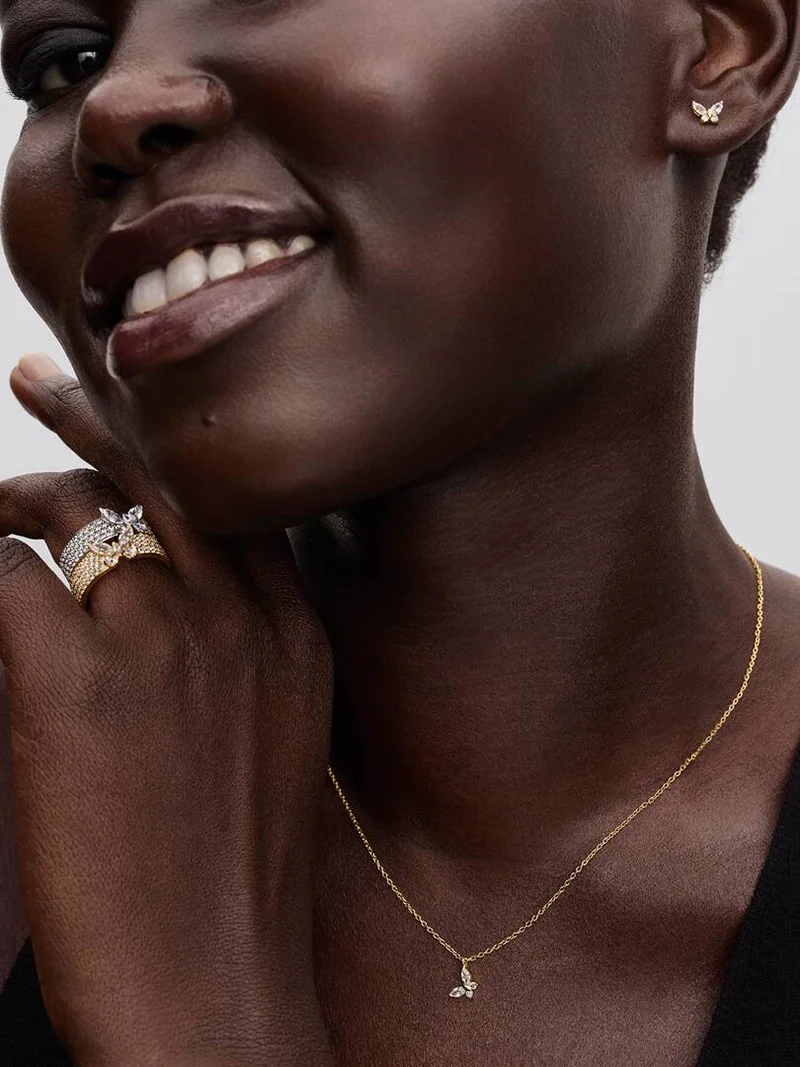 Fjäril halsband pläterat med 14 karat guld