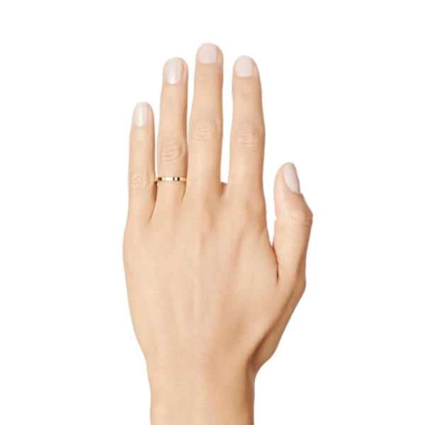 alliansring i platina med tre princesslipade diamanter