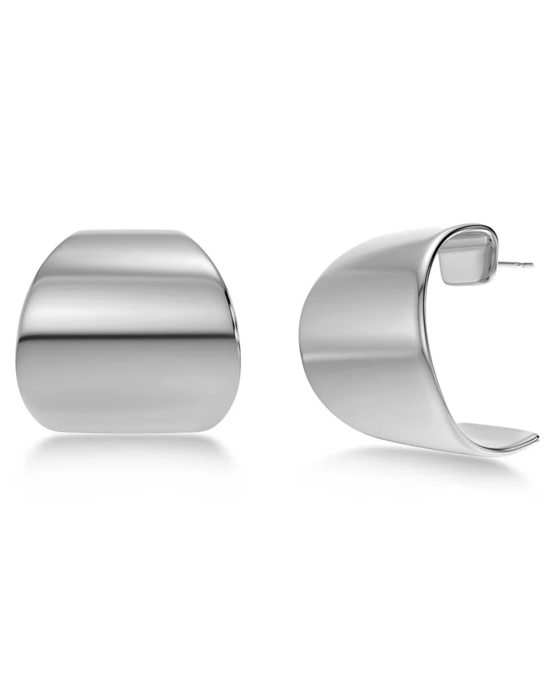 Stilfulla Solo Hoops L i blankt rostfritt stål med cubic zirconia