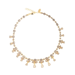 Grand Entrance Necklace i guldpläterad mässing med silkigt skimrande kristaller