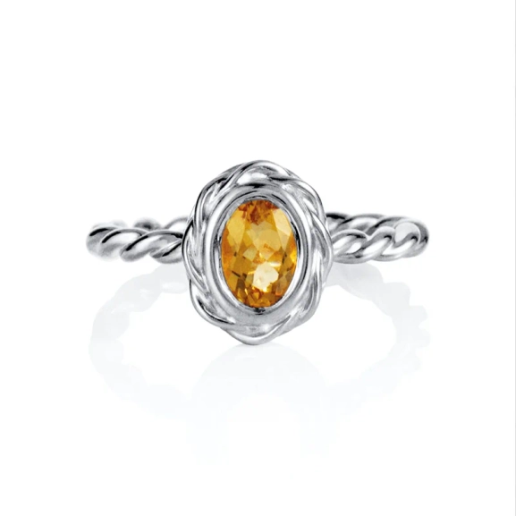 Wrapped Colour Ring - Citrine White Gold i 18K vitguld med oval citrin