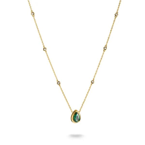 Grön droppformad Elyndra halsband från Thomas Sabo med smaragdgrön sten