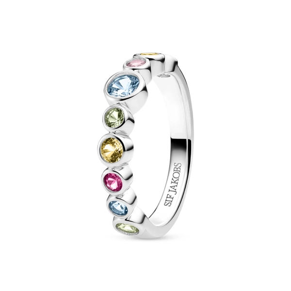 Sardinien Ring Mix i silver med färgglada cubic zirconia-stenar