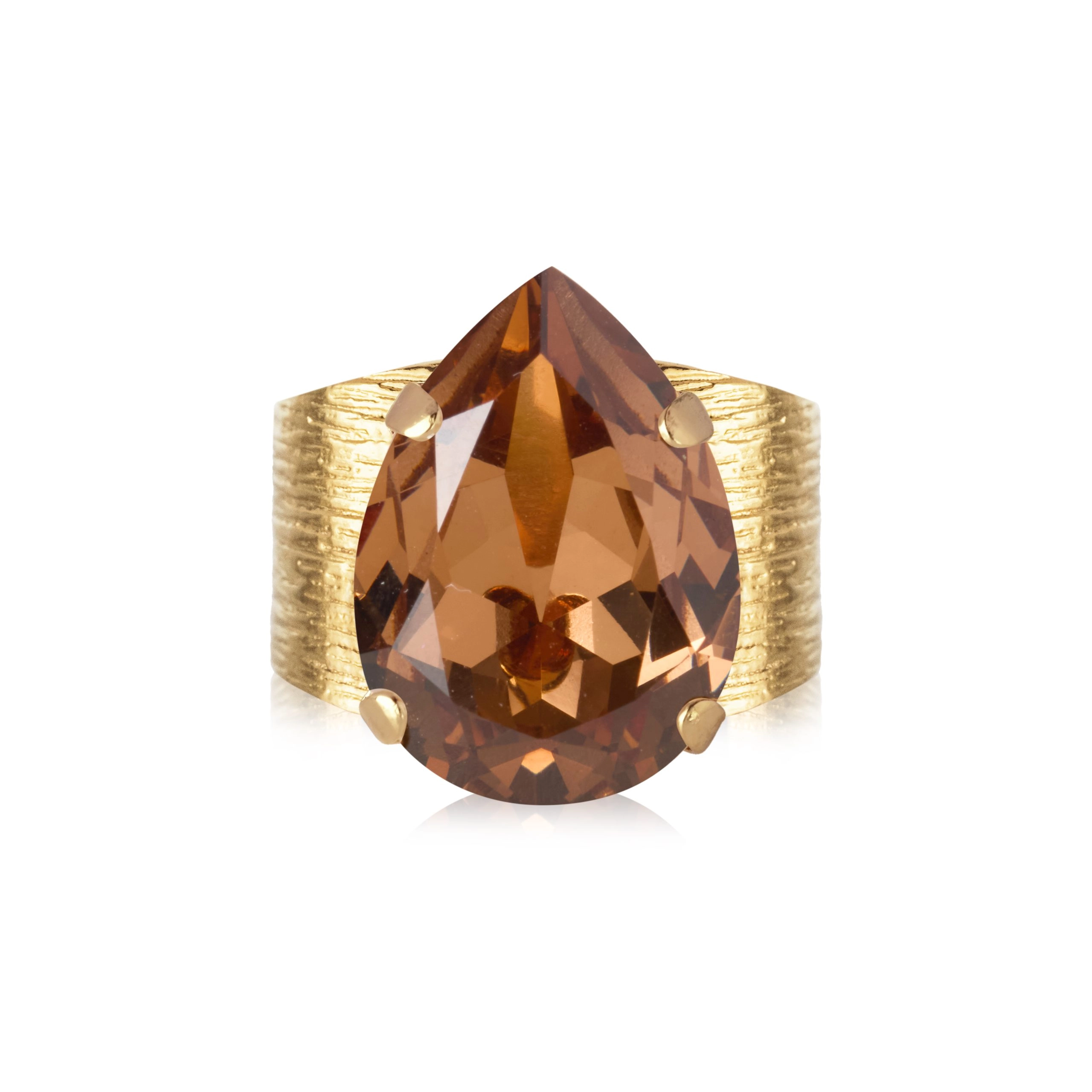 Caroline Svedbom - Classic Drop Ring Gold Recreated Light Smoked Top