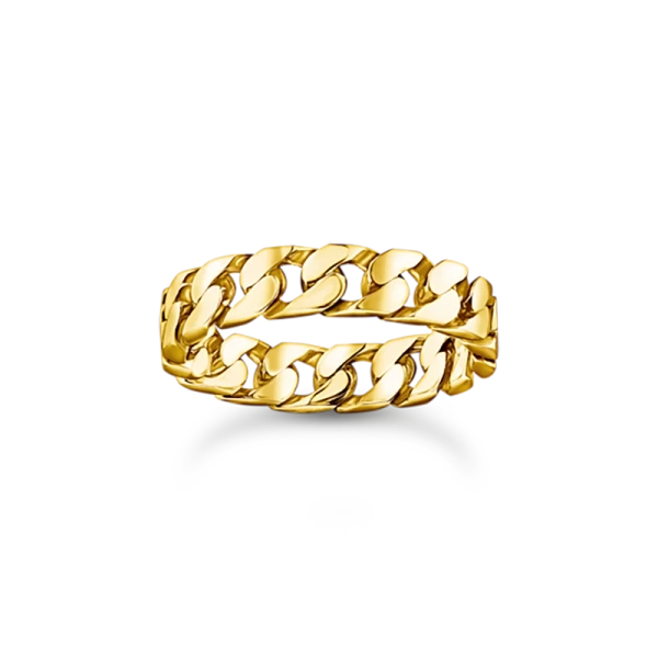 Pansarlänk Ring Guld i 18K guldpläterat silver med kedjelänkdesign