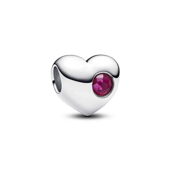Roter Herz-Charm mit leuchtendem Kristall in Silber von Pandora Moments