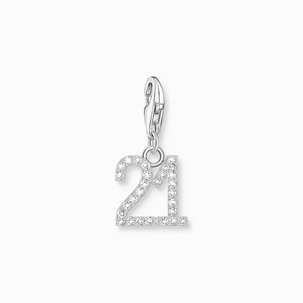 Charm-Anhänger Zahl 21 mit weißen Steinen Silber - Thomas Sabo - Nordic Spectra