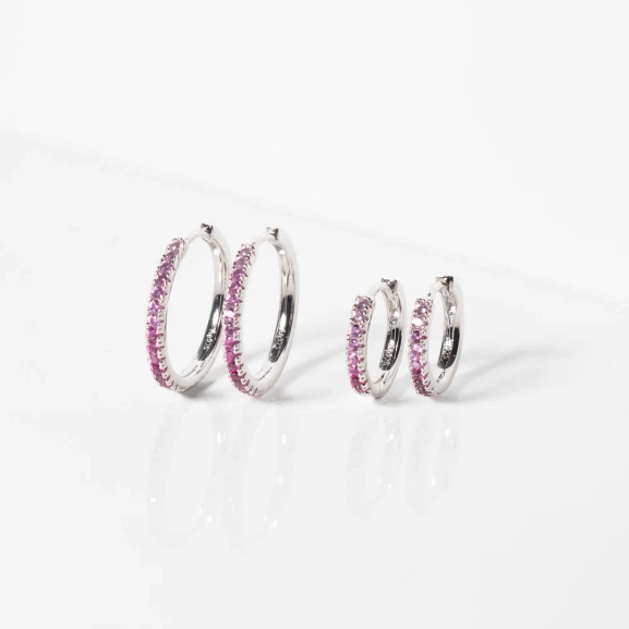 Ellera Grande Örhängen Rosa från Sif Jakobs i silver med gnistrande Cubic Zirconia-stenar