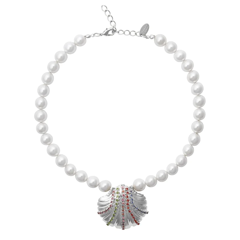 Caroline Svedbom - Mirella Pearl Choker Rhodium Rainbow Combo