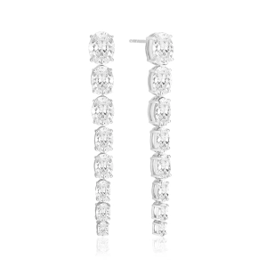 Ellisse Lungo Otto Örhängen i silver med gnistrande Cubic Zirconia-stenar från Sif Jakobs Ellisse-kollektion.