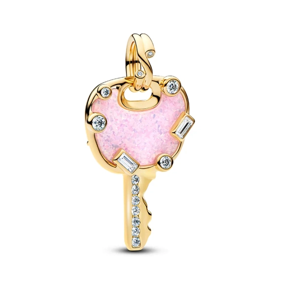 Charm aus Gold mit rosa Opal