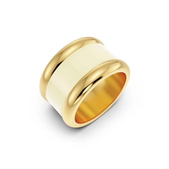 Elegant ring i 14K guldplätering med offwhite emalj