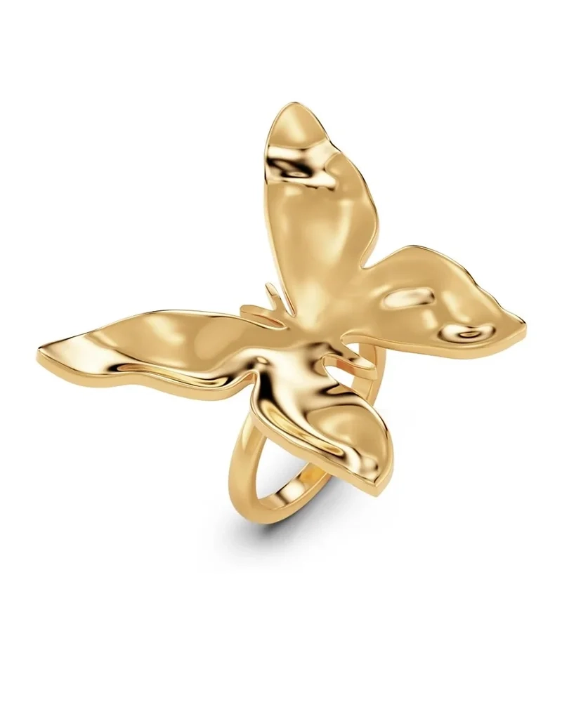 Edblad Butterfly Ring L i 14K guldpläterat stål med en stiliserad fjärilsdesign