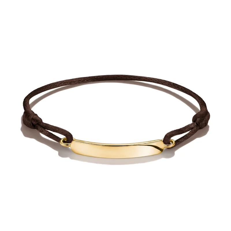 Thomas Sabo - Graverbart Mörkbrunt Textilarmband Guld