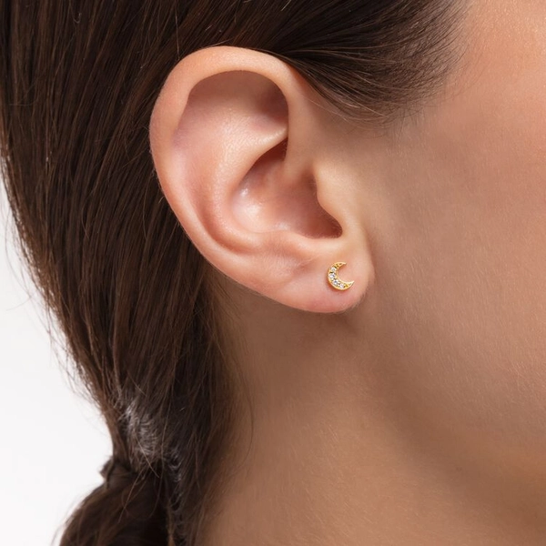 Stiftörhänge Måne Pavé Guld - Thomas Sabo örhängen - Snabb frakt & paketinslagning - Nordicspectra.se
