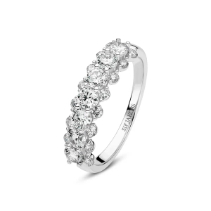 Elegant Fior Ring i 14K vitguld med sju syntetiska diamanter