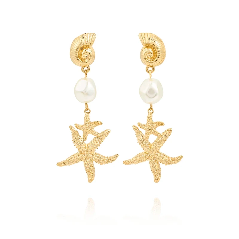 Caroline Svedbom - Seadora Statement Earrings Gold Pearl