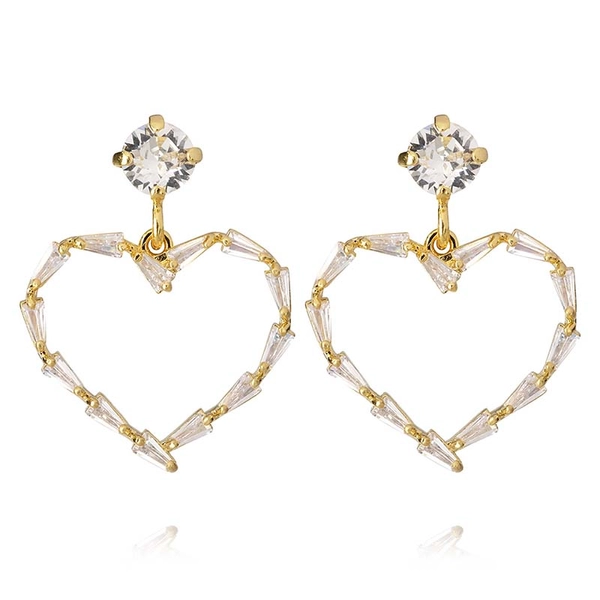 Baguette Heart Earrings Gold Crystal - Caroline Svedbom - Snabb frakt & paketinslagning - Nordicspectra.se
