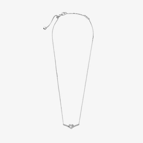 Glittrande Wishbone Heart Collier Halsband - PANDORA - Snabb frakt & paketinslagning - Nordicspectra.se