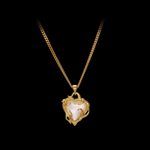 Secret Garden Halskette Gold mit herzförmigem Anhänger aus Perlmutt und 18-karätig vergoldetem Silber