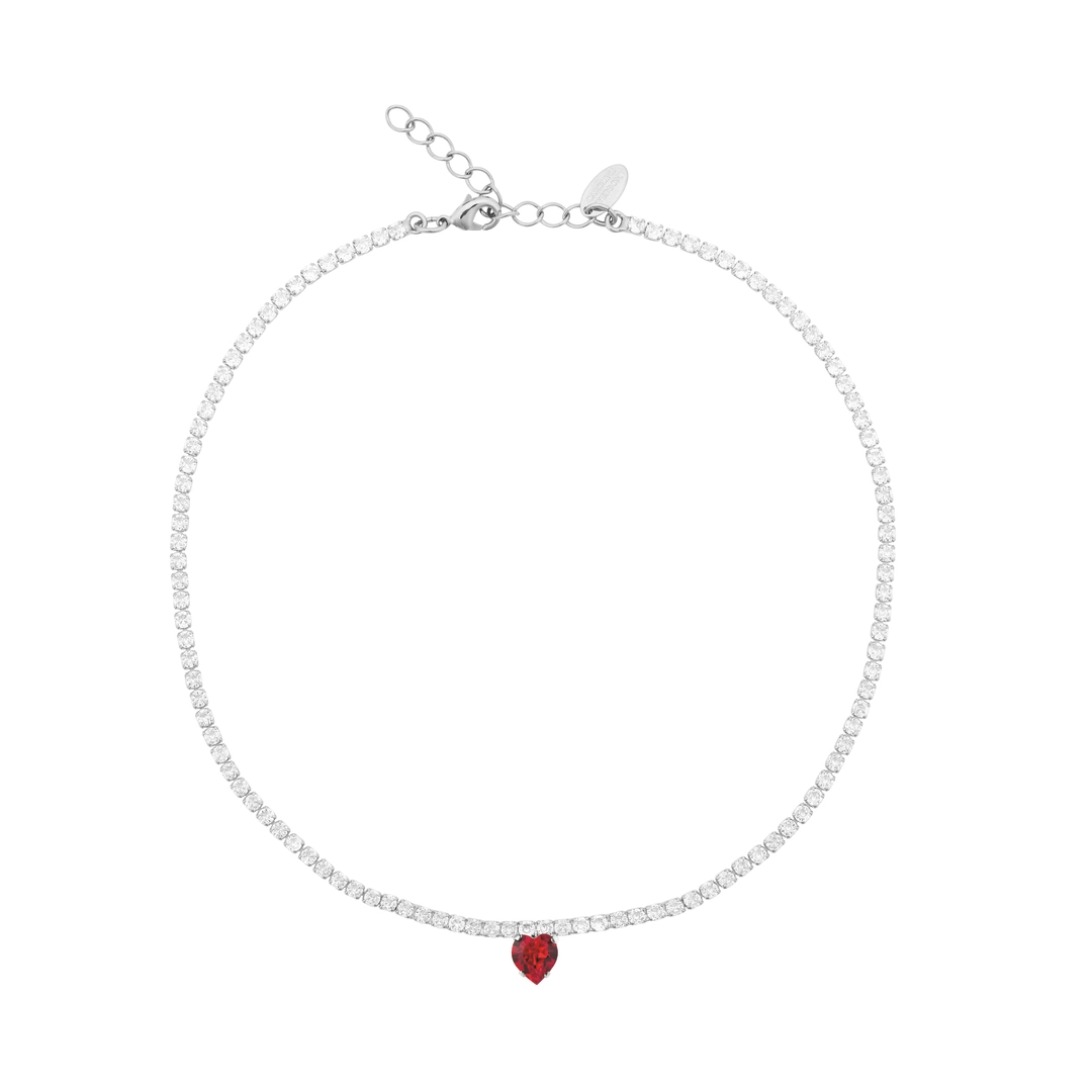 Caroline Svedbom - Love Edit Necklace Rhodium Crystal / Light Siam 227