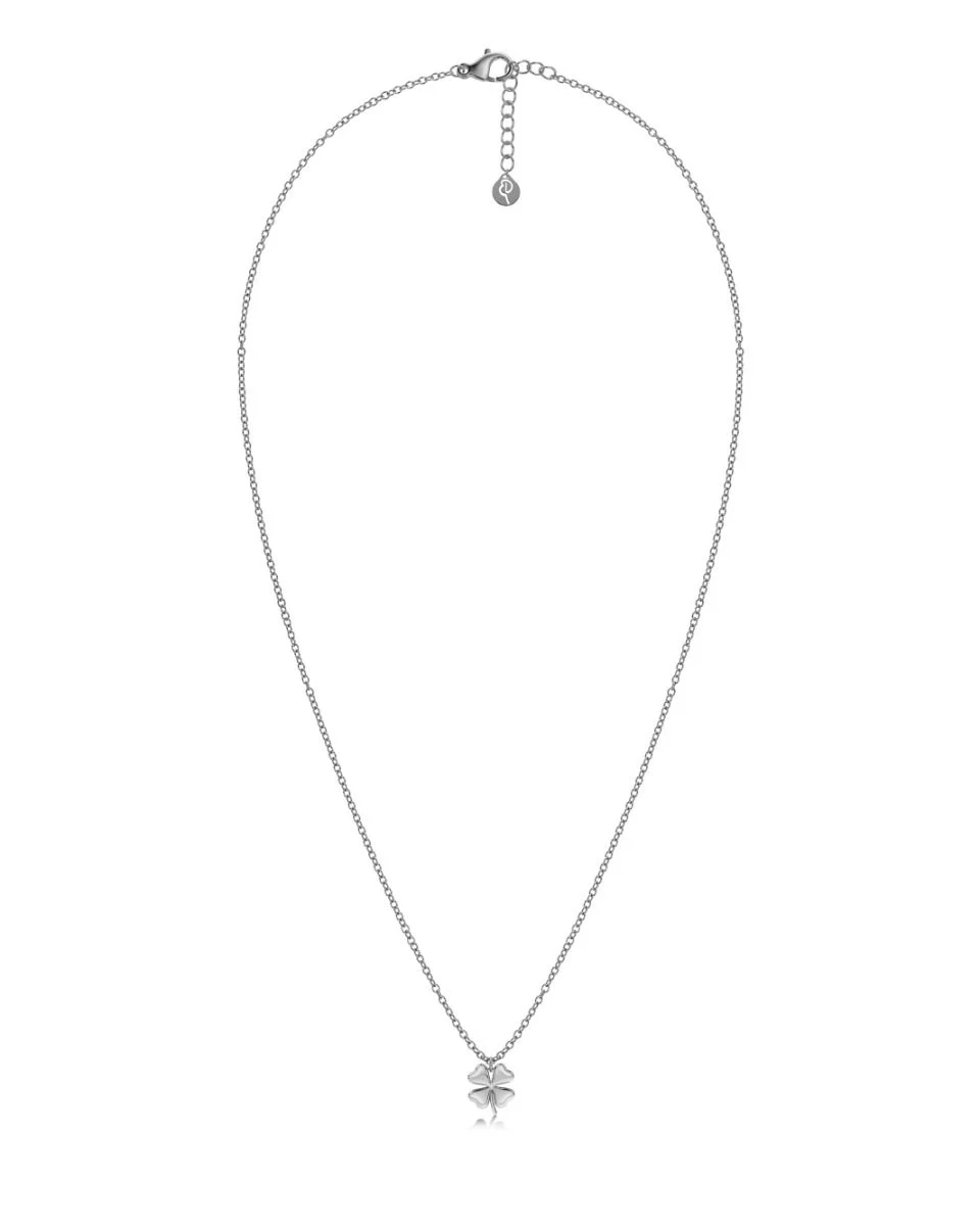 Halsband i polerat rostfritt stål med stilren fyrklöverberlock på tunn kedja från Edblads Lucky Mini-serie.