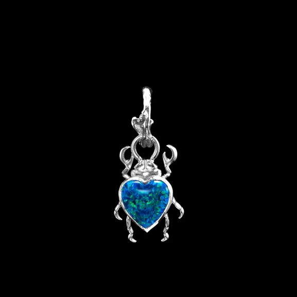 Beetle Hoop Earring i silver med syntetisk opal