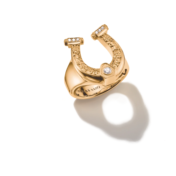 Hästsko Elyndra Ring Guld från Thomas Sabo i förgyllt silver med blommönster och zirkoner