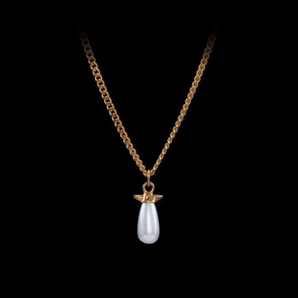 Pearl Tear Necklace Gold i 18K guldpläterat silver med glaspärla