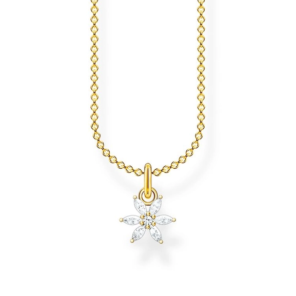 Halsband Blomma med Vita Stenar Guld - Thomas Sabo halsband - Snabb frakt & paketinslagning - Nordicspectra.se