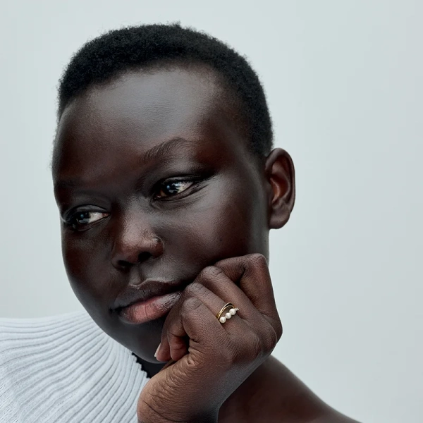 Behandelte Süßwasserzuchtperle & Organisch geformter Doppelband-Ring - PANDORA - Nordic Spectra