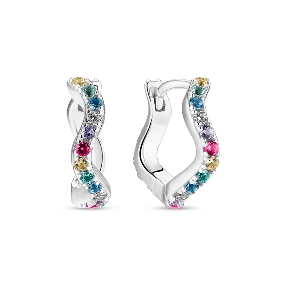 Ellera Waves Medio Örhängen Mix i silver med Cubic Zirconia-stenar från Sif Jakobs