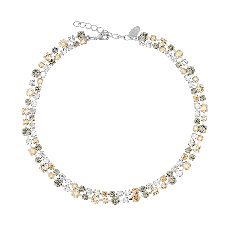 Caroline Svedbom - Mini Pomona Necklace Rhodium Black Golden Combo
